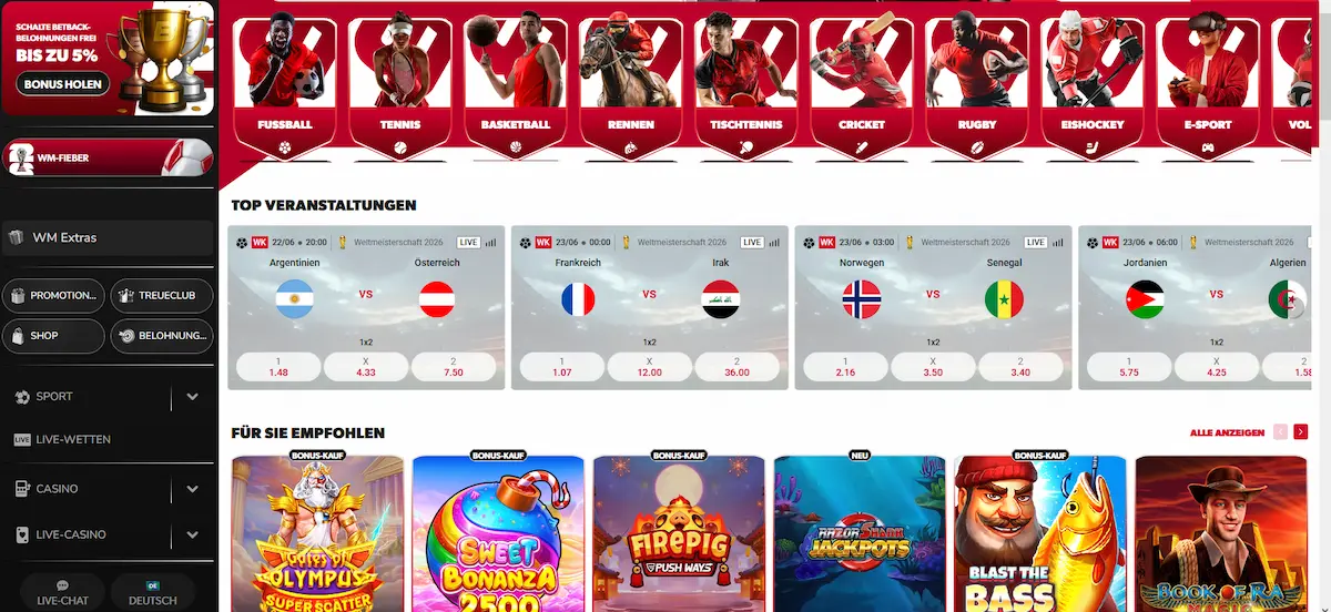 Betista Casino Startseite – Spiellobby mit Top-Slots und Willkommensbonus
